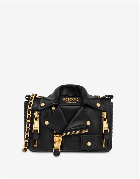 moschino biker jacket bag replica|moschino nappa leather bike bag.